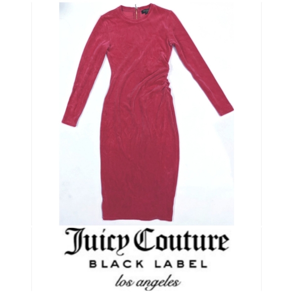 Crushed velvet Juicy Couture rusched hot pink Holiday dress - Picture 8 of 8